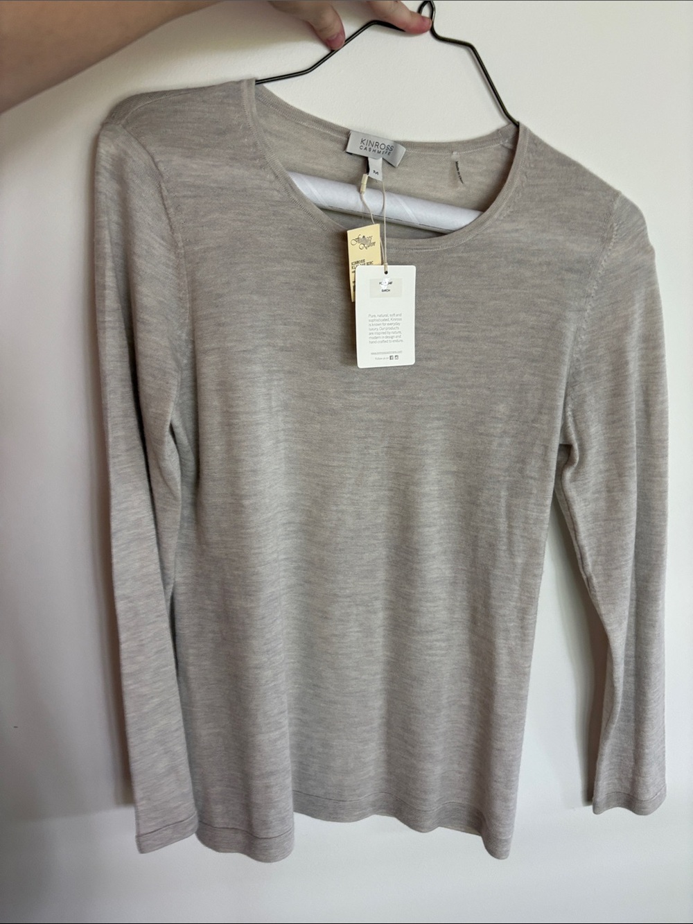 Kinross Light Taupe Crewneck Long Sleeve Top